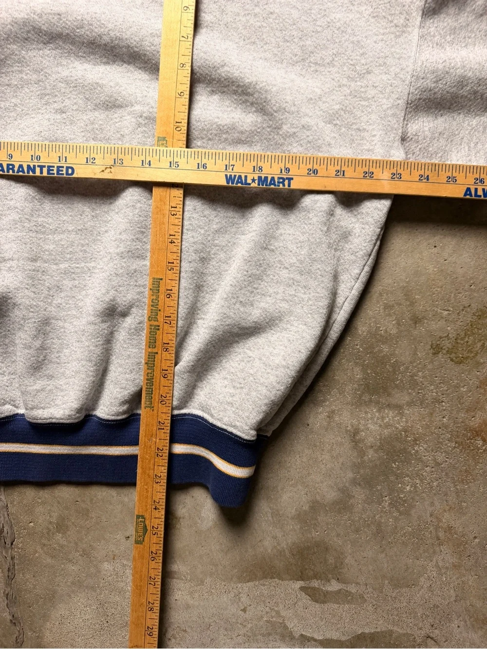 The Game Men’s Gray Crewneck Sweatshirt with Navy Trim and Green Logo